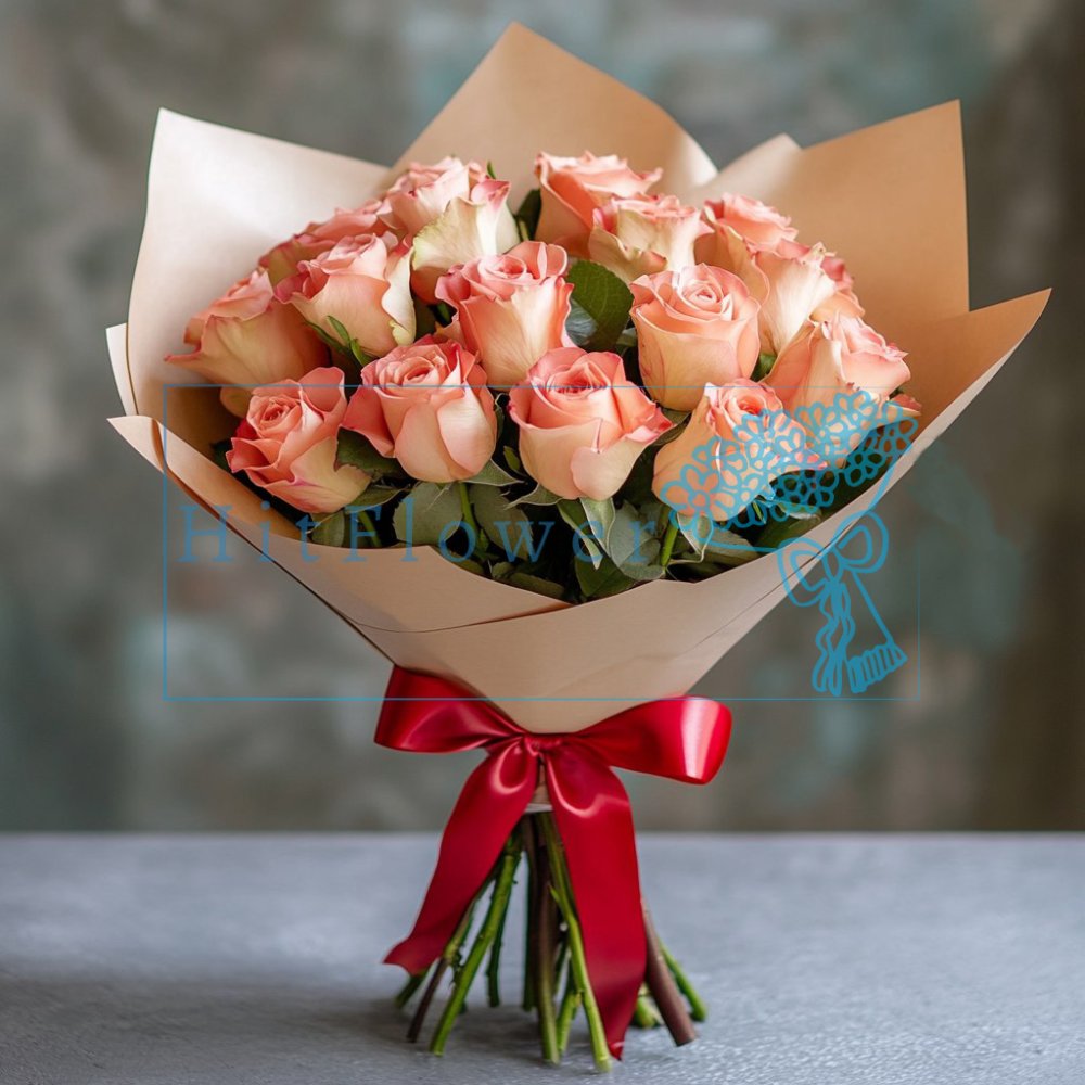 Букет 15 нежных роз Букет роз 15 нежных роз